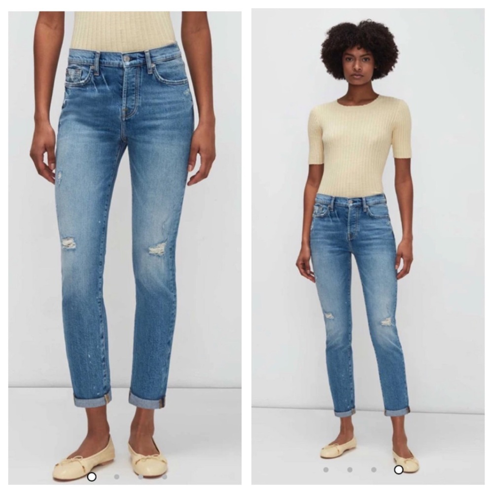 7 for all mankind Josefina skinny boyfriend ankle cropped distressed jeans 26